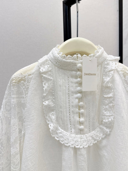Zimm 25ss lace lInen shirt