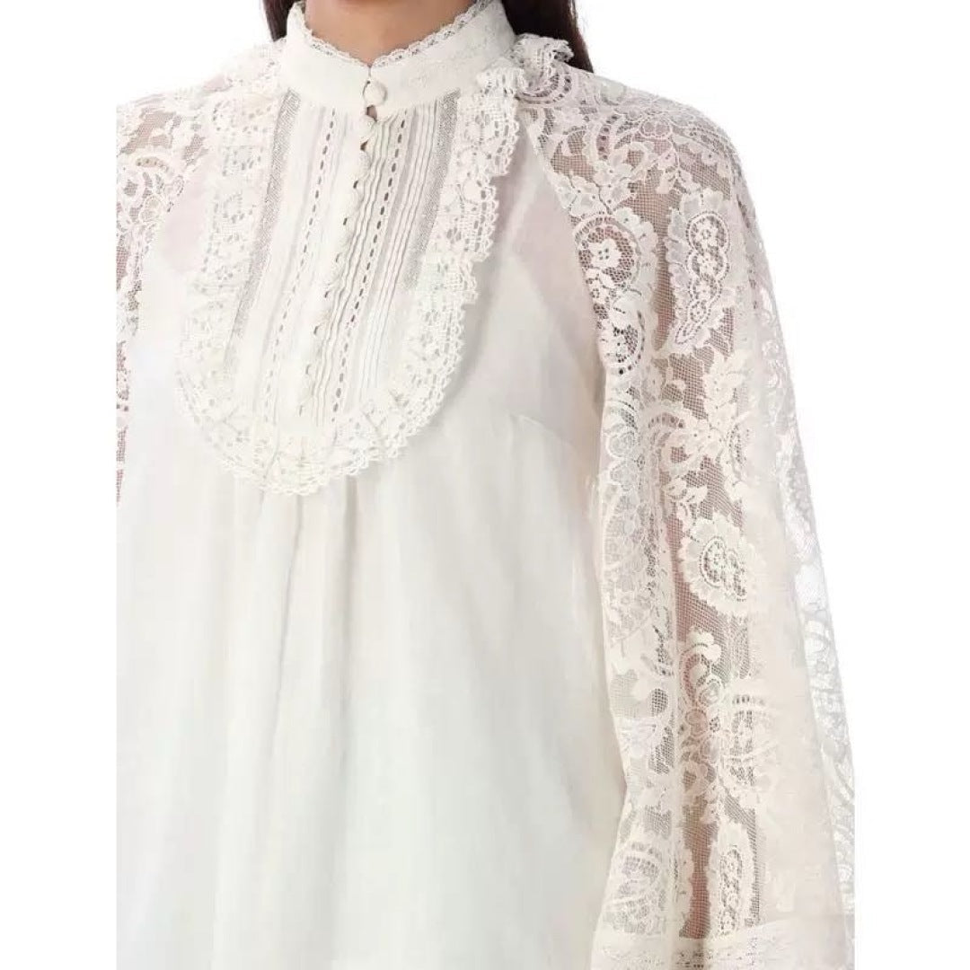 Zimm 25ss lace lInen shirt
