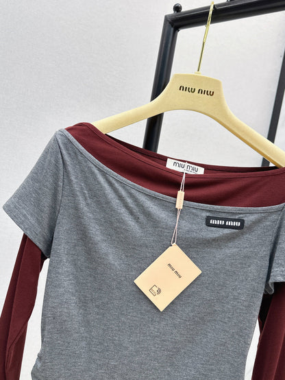Miu 25fw off-shoulder shirt