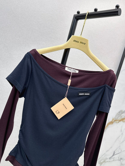 Miu 25fw off-shoulder shirt
