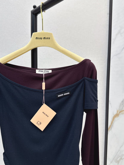 Miu 25fw off-shoulder shirt
