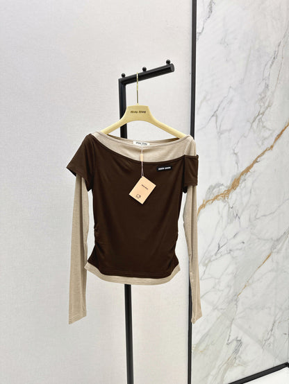 Miu 25fw off-shoulder shirt