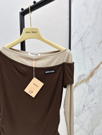 Miu 25fw off-shoulder shirt