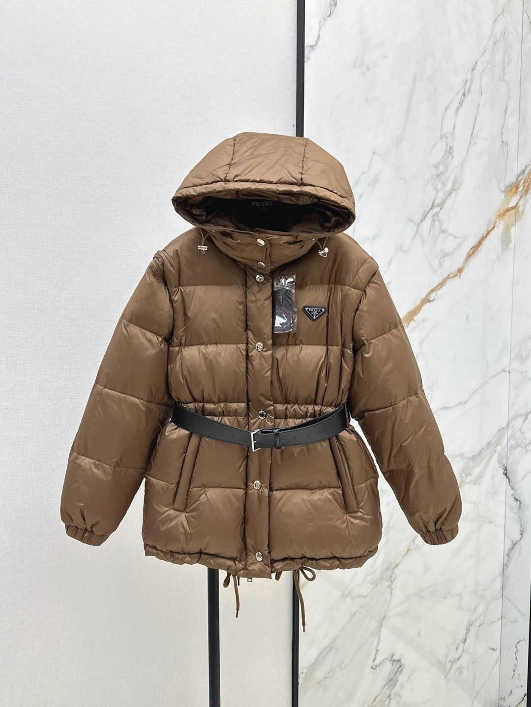 Pra 25fw removable sleeves down jacket