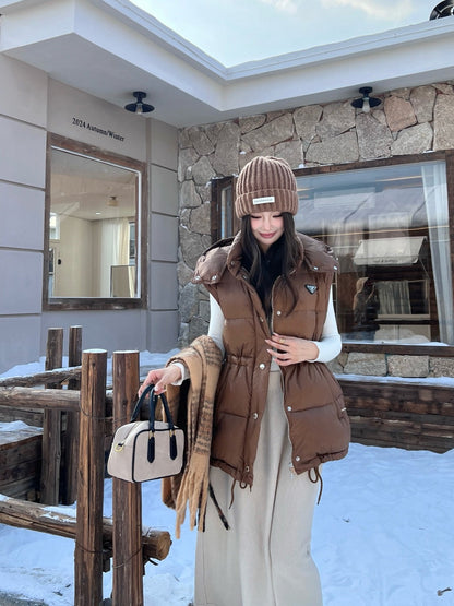 Pra 25fw removable sleeves down jacket