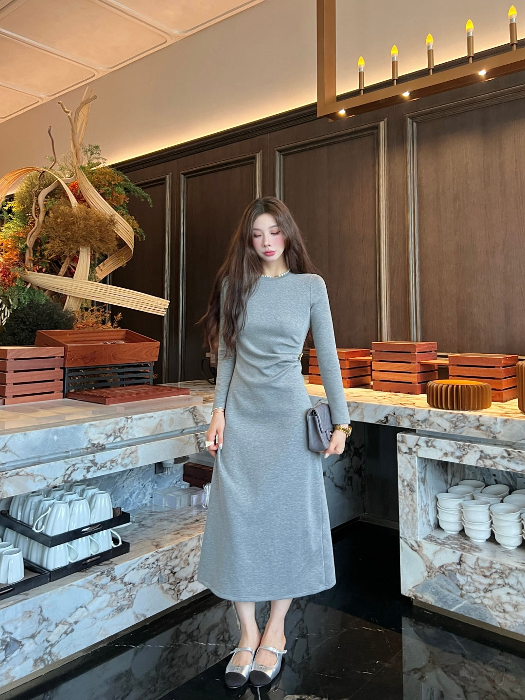 Loe 25fw pleated dress