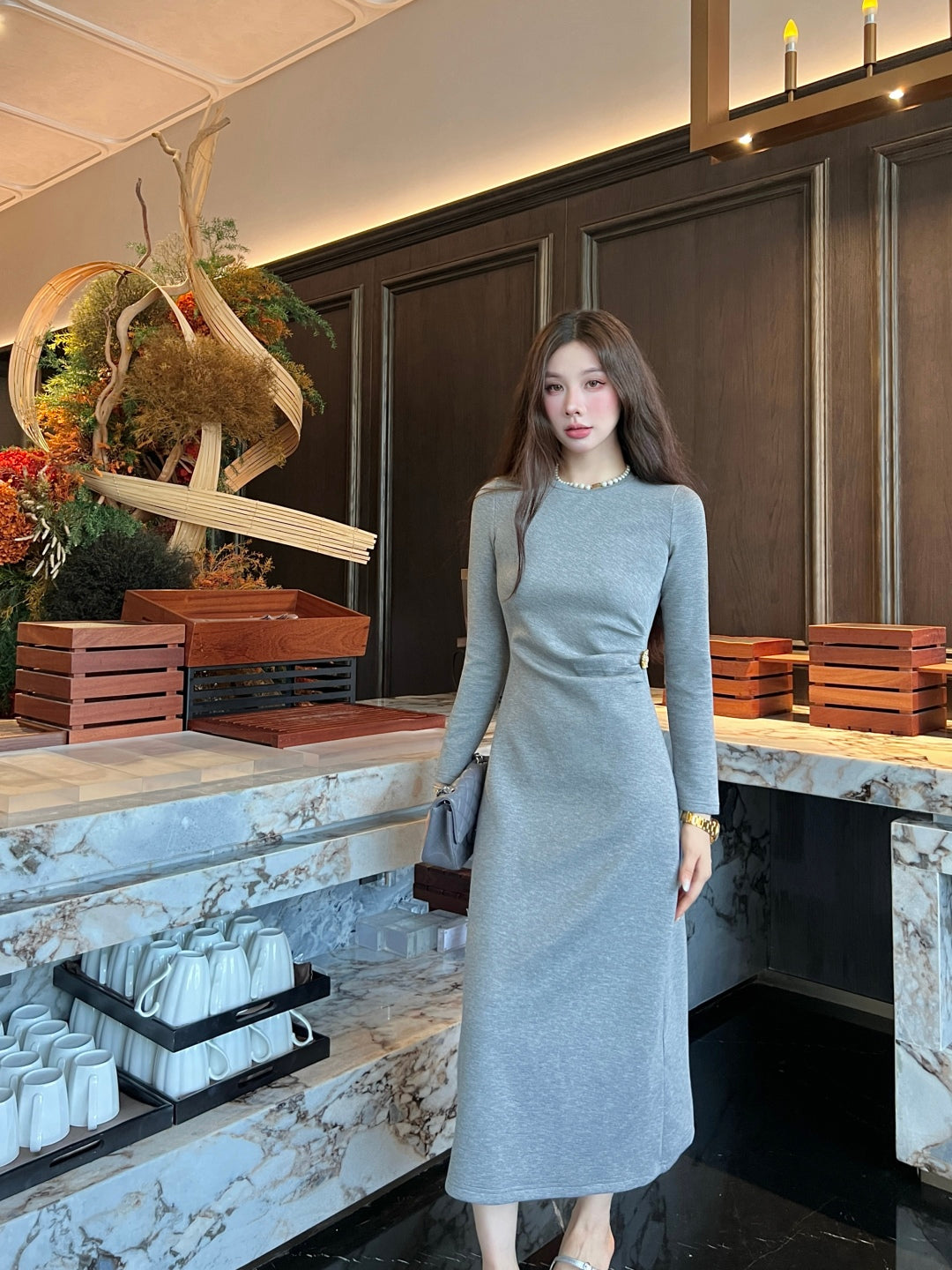 Loe 25fw pleated dress