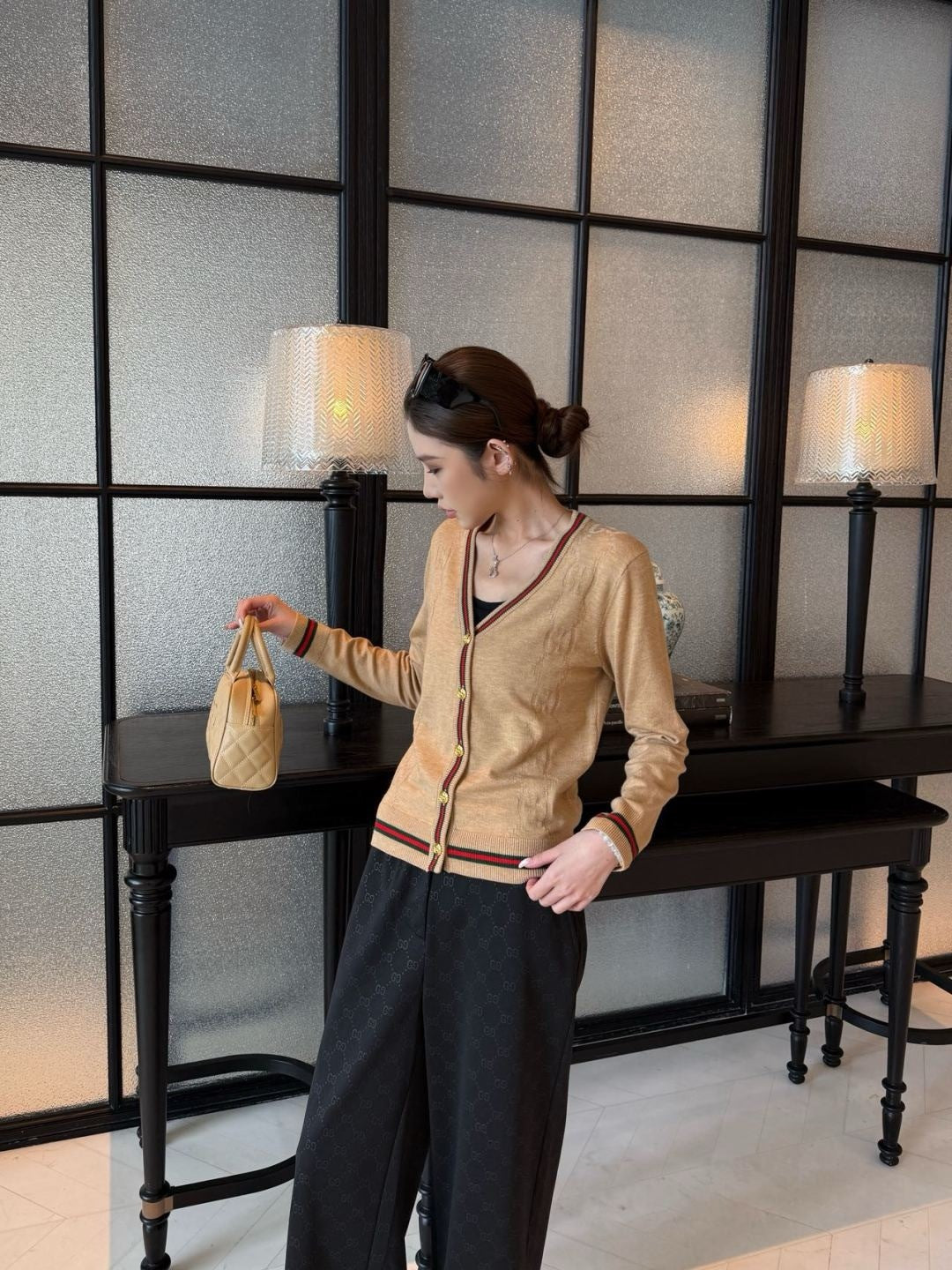 Guc 25fw jacquard cardigan