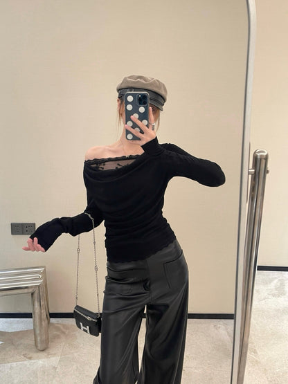 Miu 25fw off-shoulder shirt