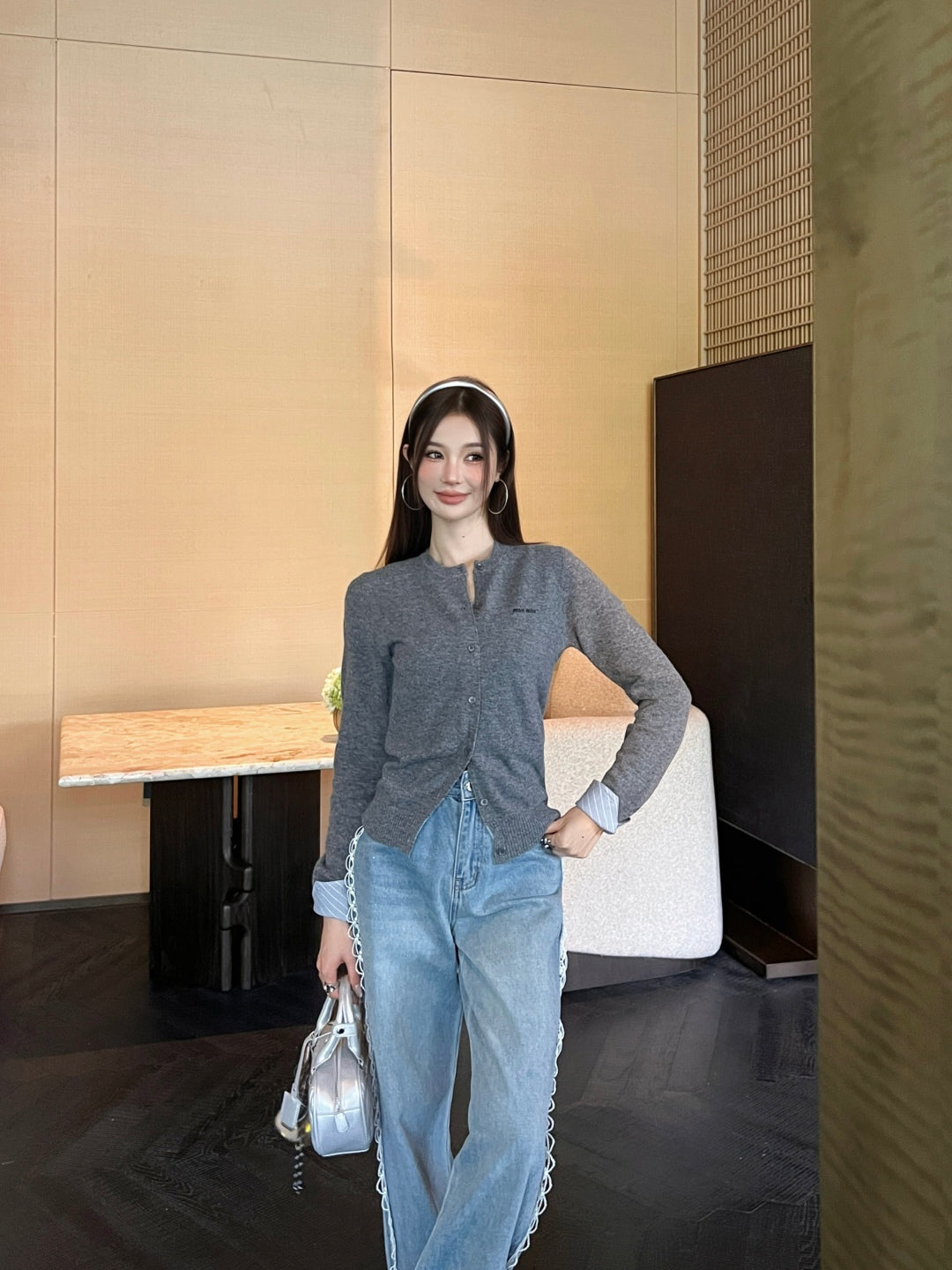 Miu 25fw knitted cardigan