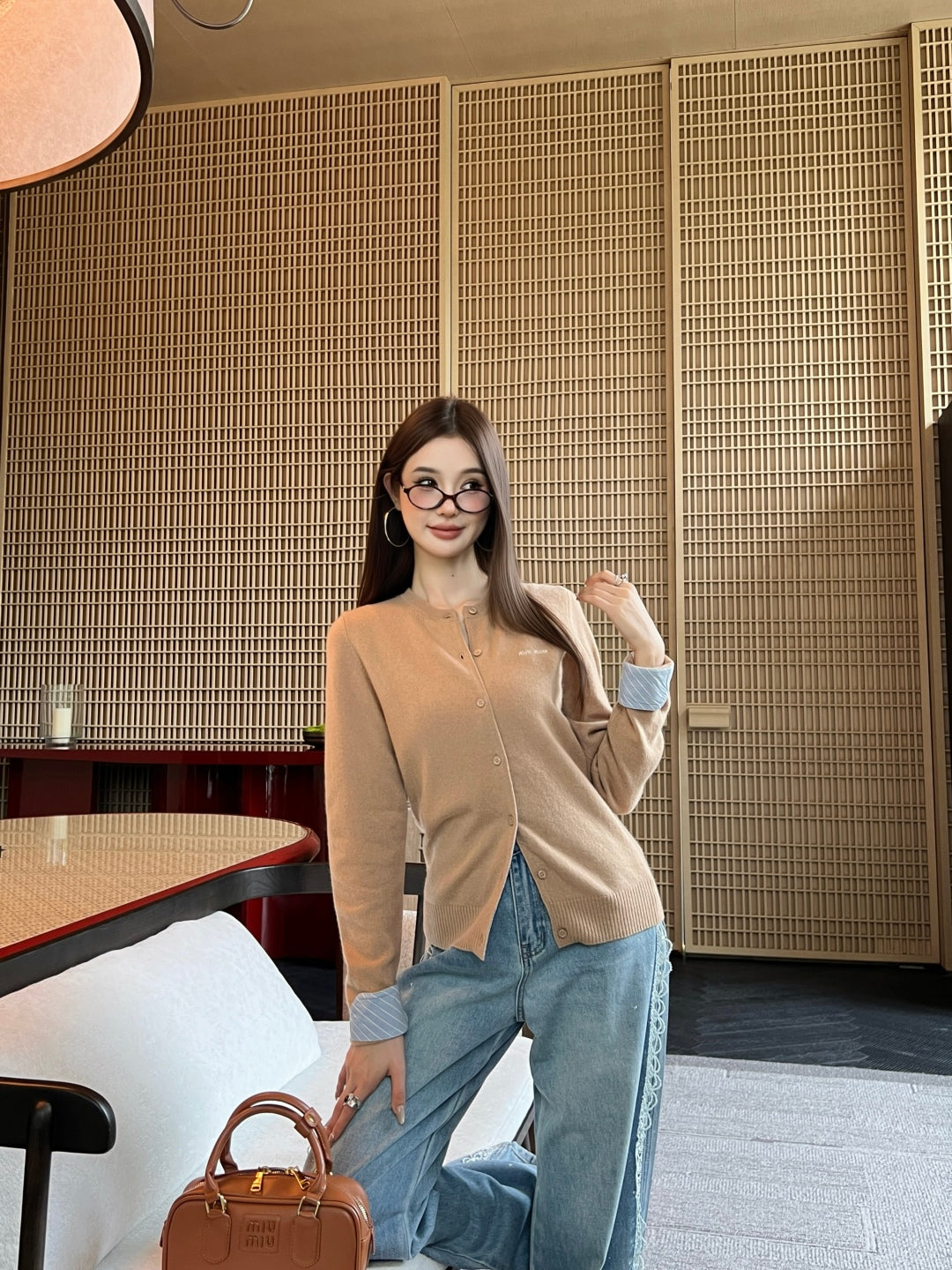 Miu 25fw knitted cardigan