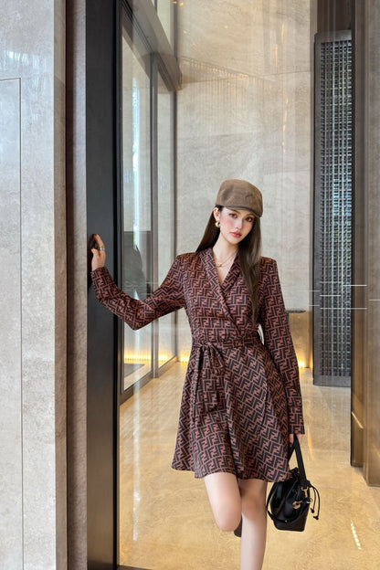 Fend 25fw printed shirt dress