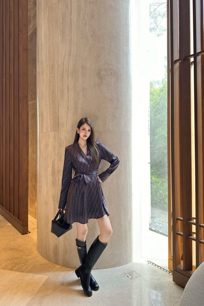 Fend 25fw printed shirt dress