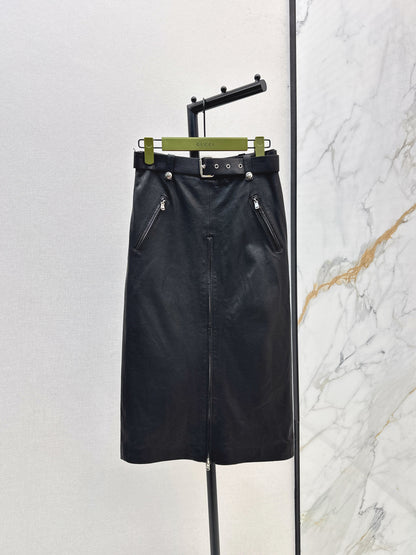 Guc 25fw leather skirt