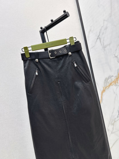 Guc 25fw leather skirt
