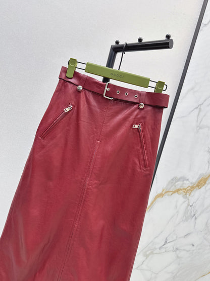 Guc 25fw leather skirt