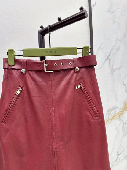 Guc 25fw leather skirt