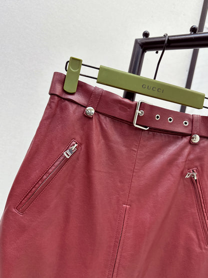 Guc 25fw leather skirt