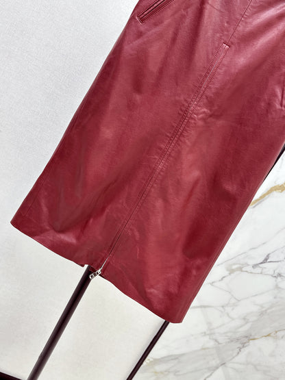 Guc 25fw leather skirt