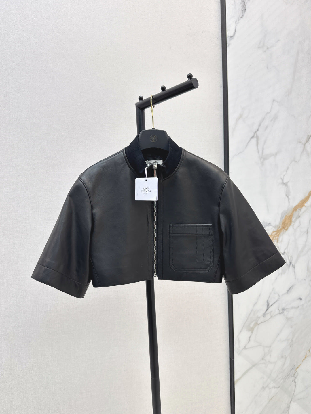 Herm 25fw leather crop jacket