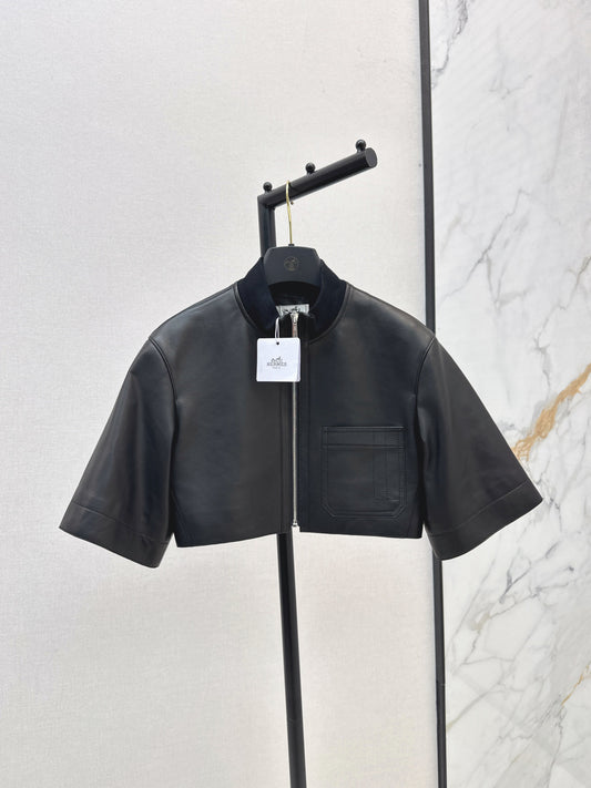 Herm 25fw leather crop jacket