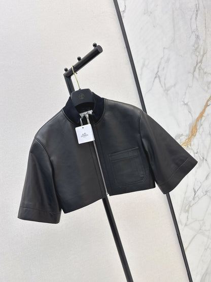 Herm 25fw leather crop jacket