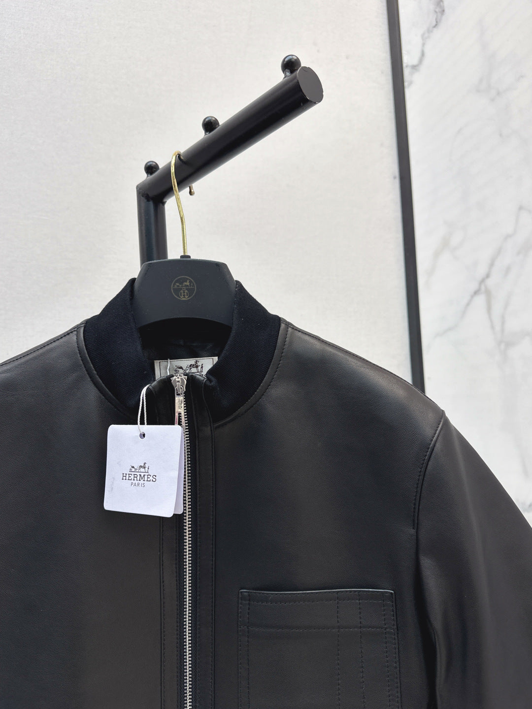 Herm 25fw leather crop jacket
