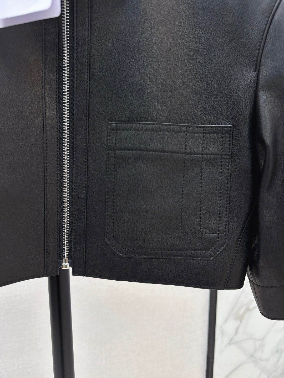 Herm 25fw leather crop jacket