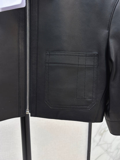 Herm 25fw leather crop jacket