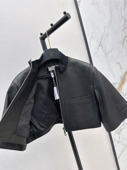 Herm 25fw leather crop jacket