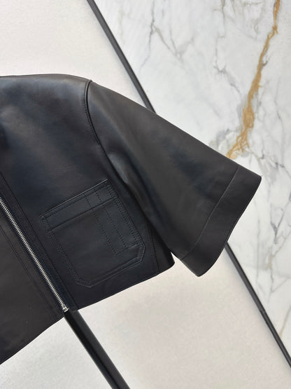 Herm 25fw leather crop jacket
