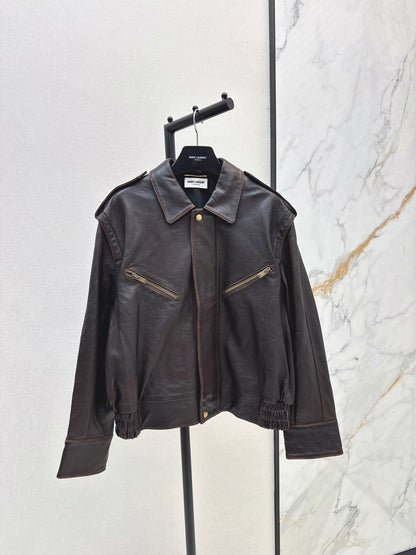 Saint lau 25fw leather jacket