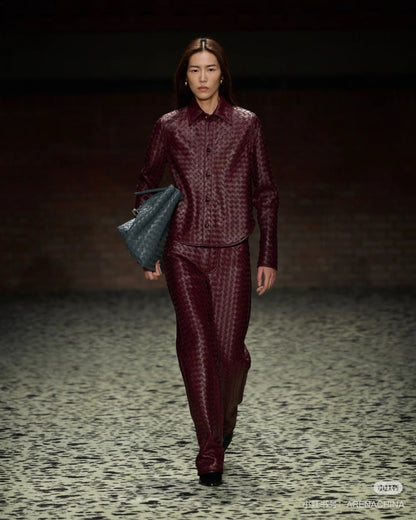 Bottega 25ss woven leather jacket