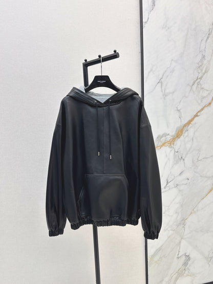 Saint lau 25fw leather hoodie