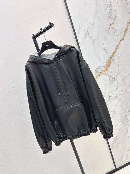 Saint lau 25fw leather hoodie