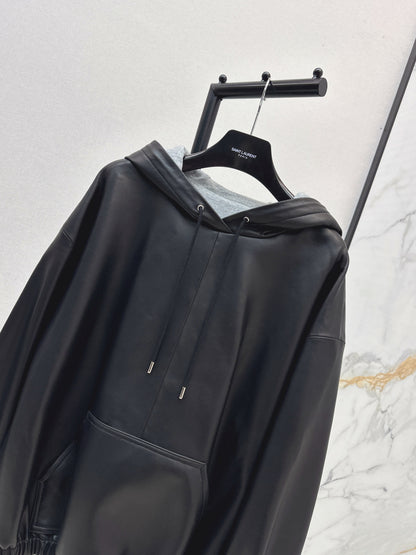 Saint lau 25fw leather hoodie