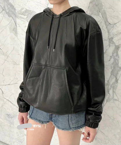 Saint lau 25fw leather hoodie