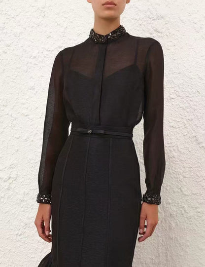 Zimm 25fw beaded shirt