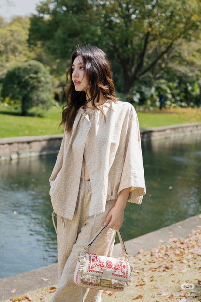 Fend 25fw printed cape jacket