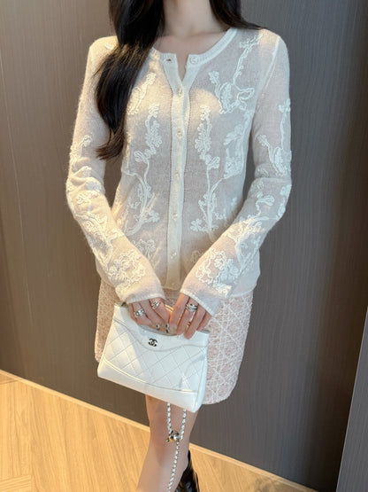 Es 25fw embroidered cardigan