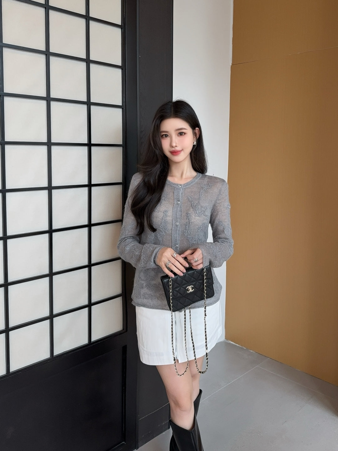 Es 25fw embroidered cardigan