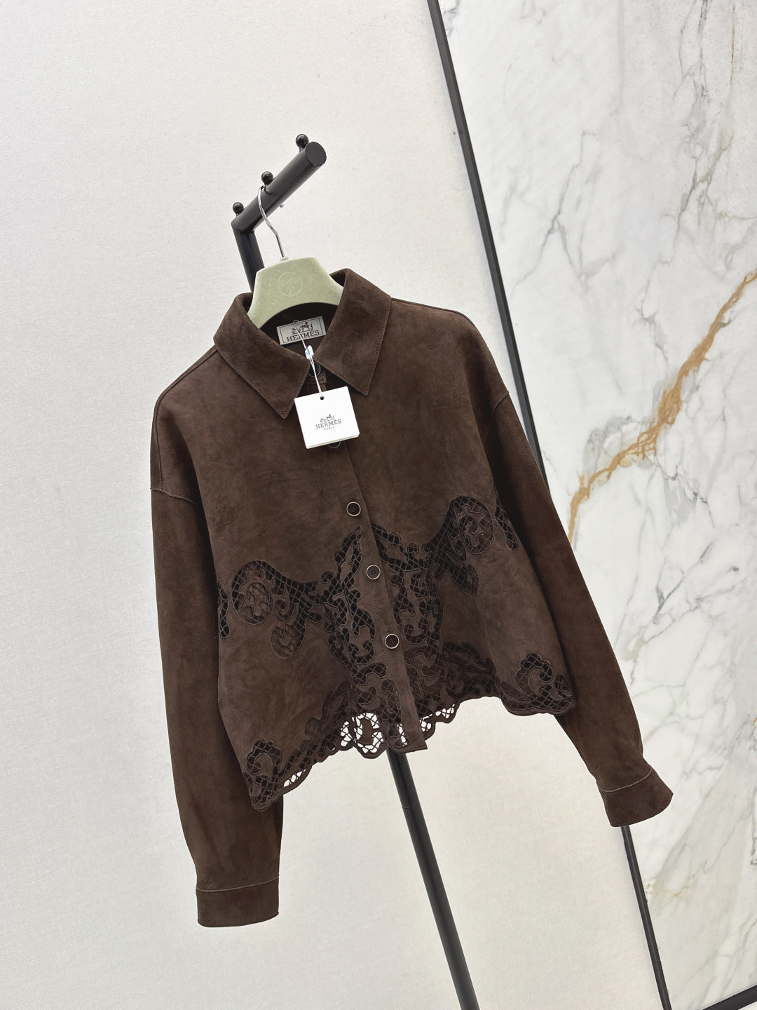 Herm 25fw embroidered suede jacket