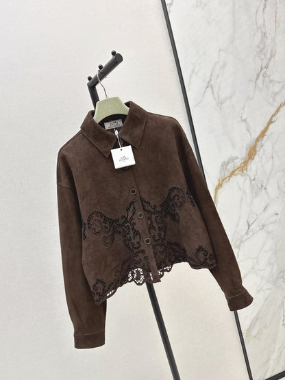 Herm 25fw embroidered suede jacket