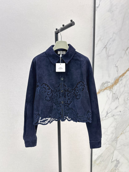 Herm 25fw embroidered suede jacket
