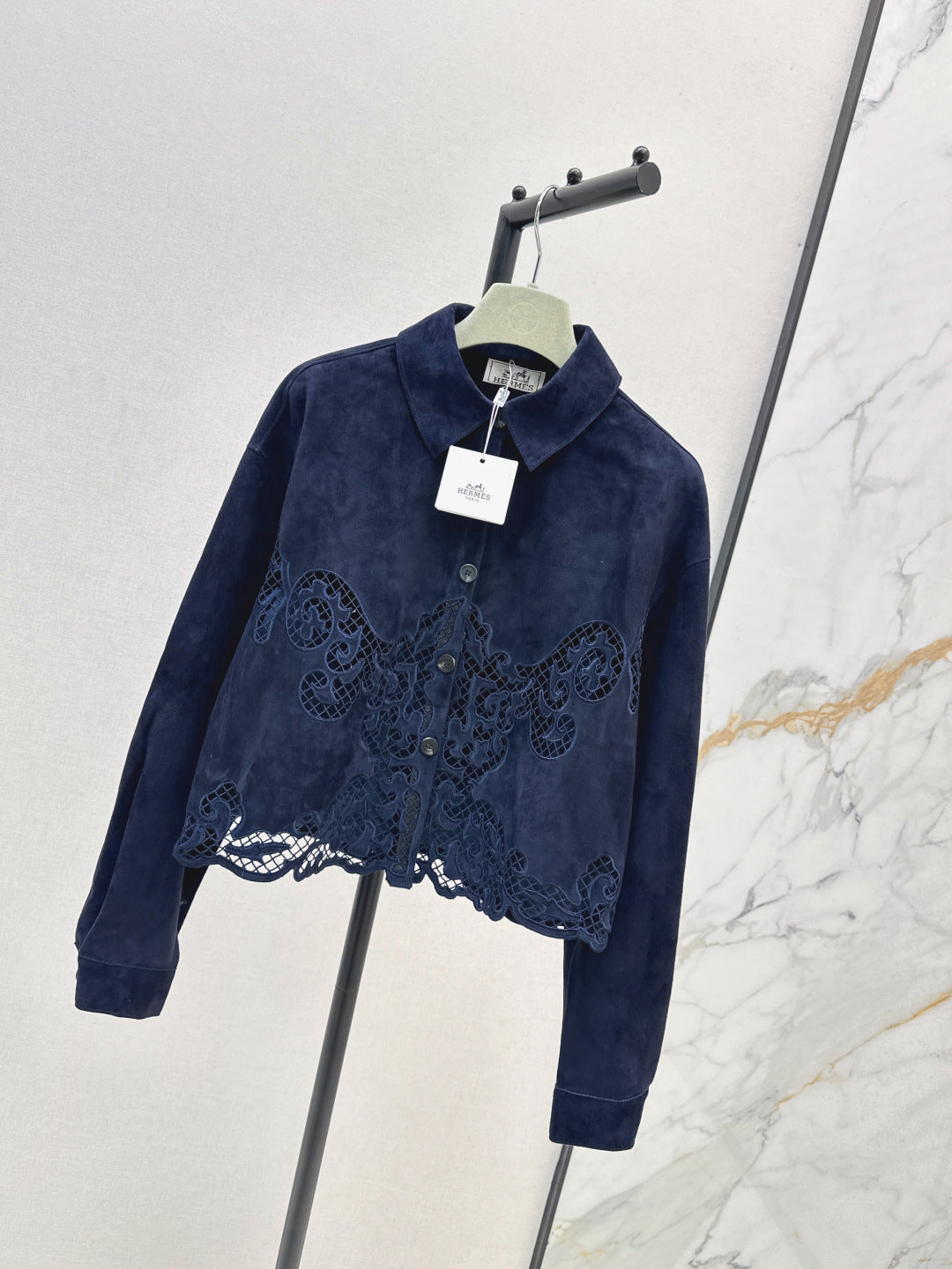 Herm 25fw embroidered suede jacket