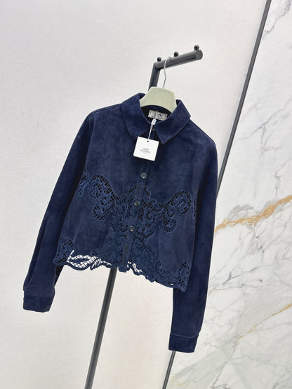 Herm 25fw embroidered suede jacket