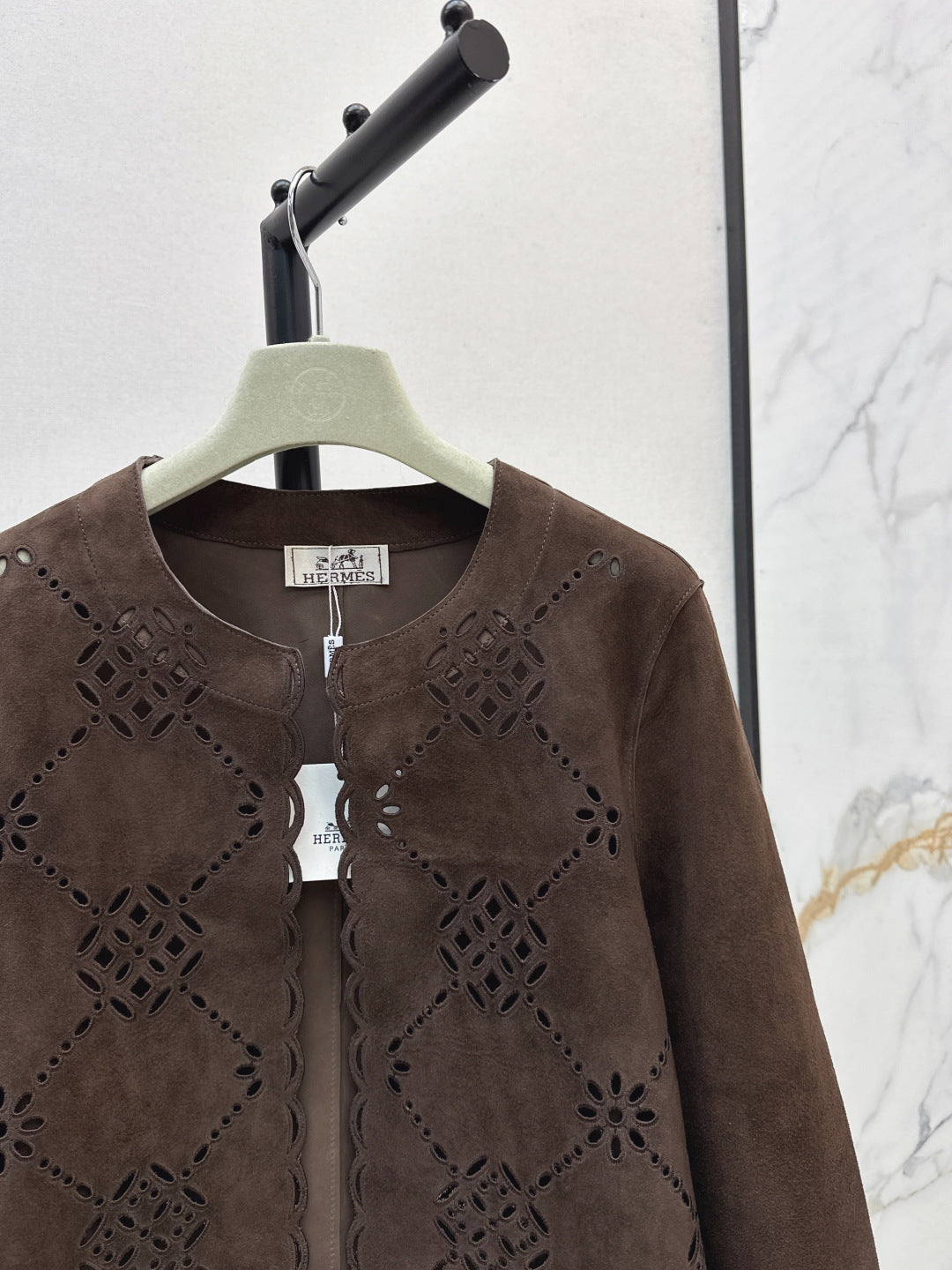 Herm 25fw embroidered suede jacket