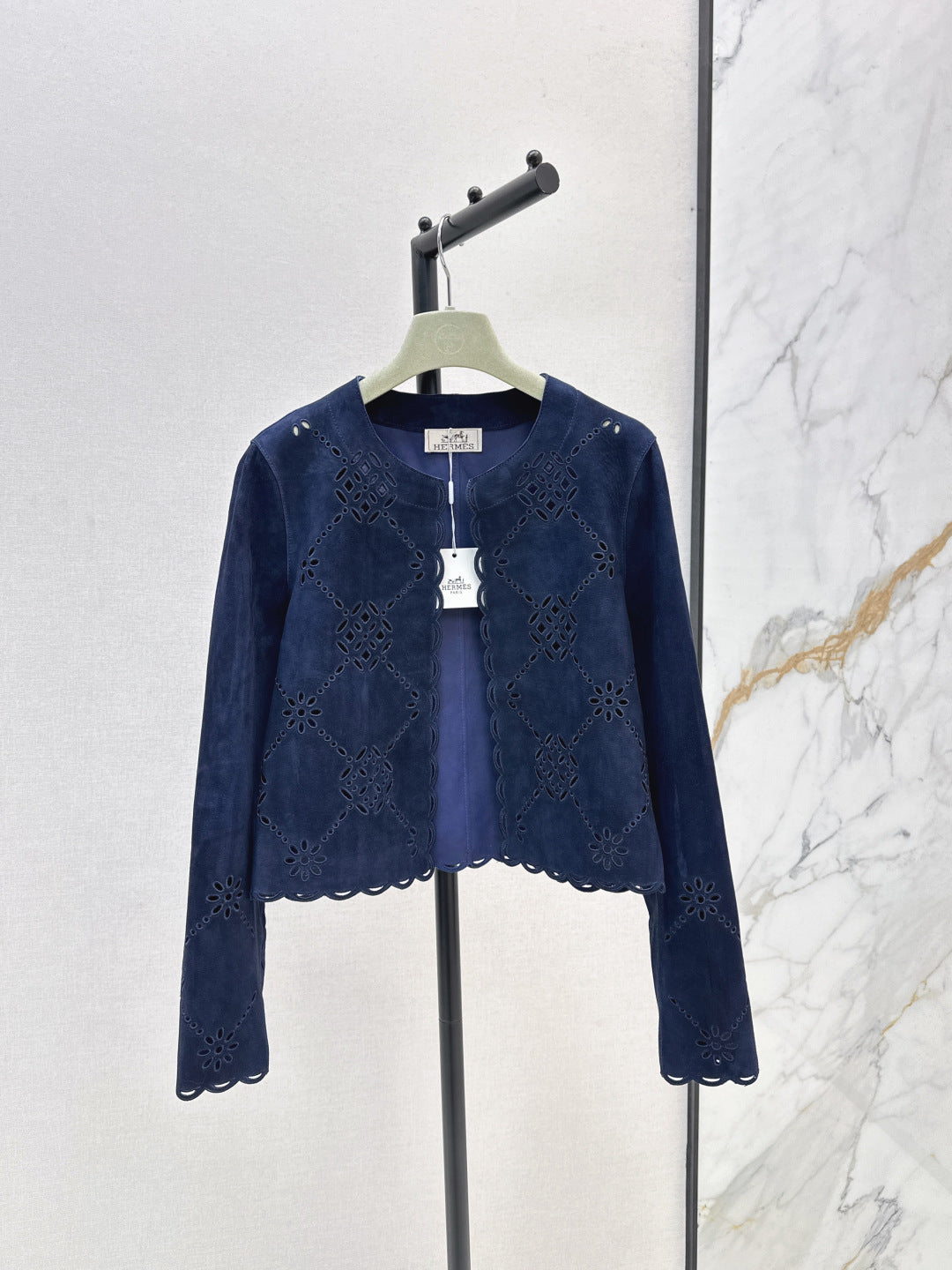 Herm 25fw embroidered suede jacket