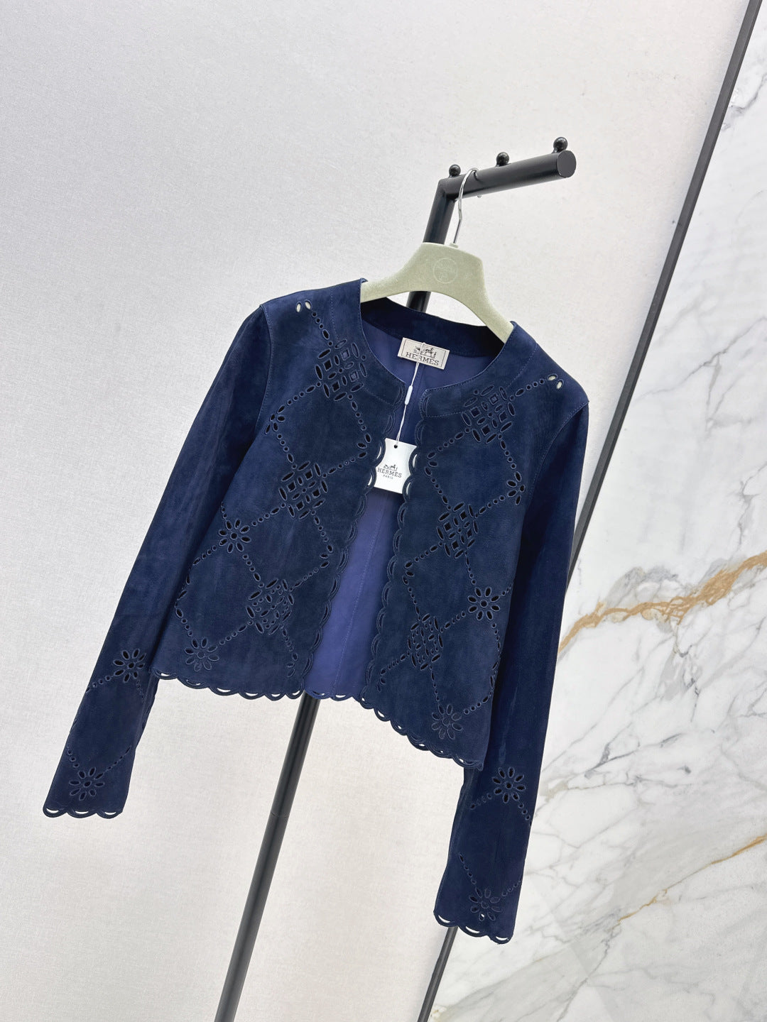 Herm 25fw embroidered suede jacket