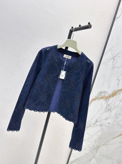 Herm 25fw embroidered suede jacket